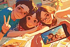 夏日聚会漫画风手绘插画