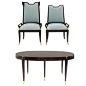 Ebonized Palisander Dining Table and Eight Chairs by Albano