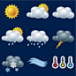 天气太阳云朵阴天下雨温度闪电下雪标志图标