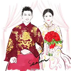 #jjseason插画# #时尚##season插画# ----四爷牵手若曦，祝福吴奇隆TD 刘诗诗 3.20新婚快乐。@北坤人素材