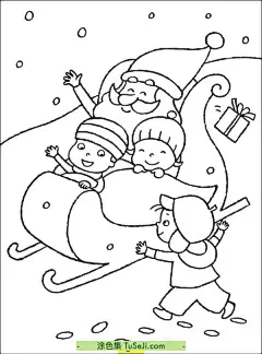 15张夜幕降临下圣诞老人和驯鹿们穿过夜空卡通涂色图片～ | 涂色集，涂色画打印大图 : 在雪屋小镇上，孩子们和大人们都兴奋地等待着圣诞老人的到来。夜幕降临，天空中飘下了轻柔的雪花，为这个节日增添了一份神秘和浪漫。圣诞老人和他的驯鹿们从北极出发，穿越了寒冷的夜空，来到了这个小镇。他们轻轻地降落在小镇的广场上，圣诞老人从雪橇上下来 15张夜幕降临下圣诞老人和驯鹿们穿过夜空卡通涂色图片～