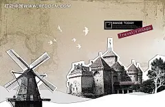 风车国度荷兰剪影PSD分层素材|PSD素材|创意剪影设计|荷兰|建筑设计|建筑图片|旅游风光|荷兰风车|荷兰风景|荷兰郁金香高清图片|荷兰郁金香