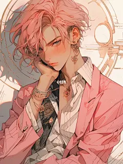 AI绘图｜多巴胺帅哥-Pink