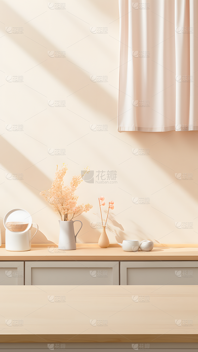 通用电商简约风清新配色家居房间室内场景图片