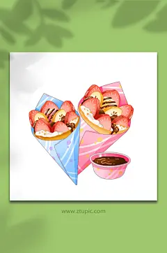 可爱手绘可丽饼寿司日料美食元素插画