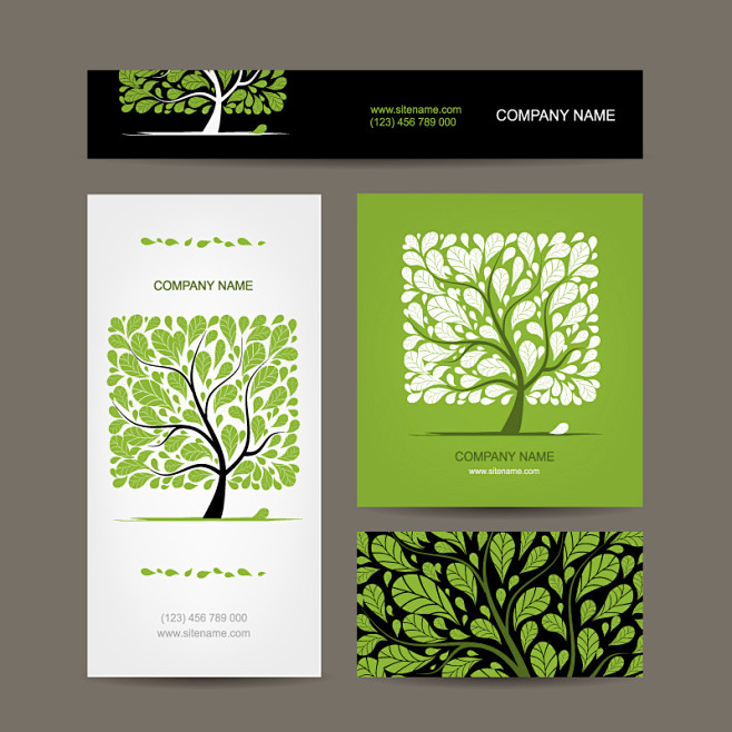 绿色树木商务卡片设计矢量素材