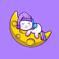 Free Vector | Cute unicorn sleeping on moon cartoon vector  illustration. animal space  concept isolated  vector. flat cartoon style : Download this Free Vector about Cute unicorn sleeping on moon cartoon vector  illustration. animal space  concept isolat