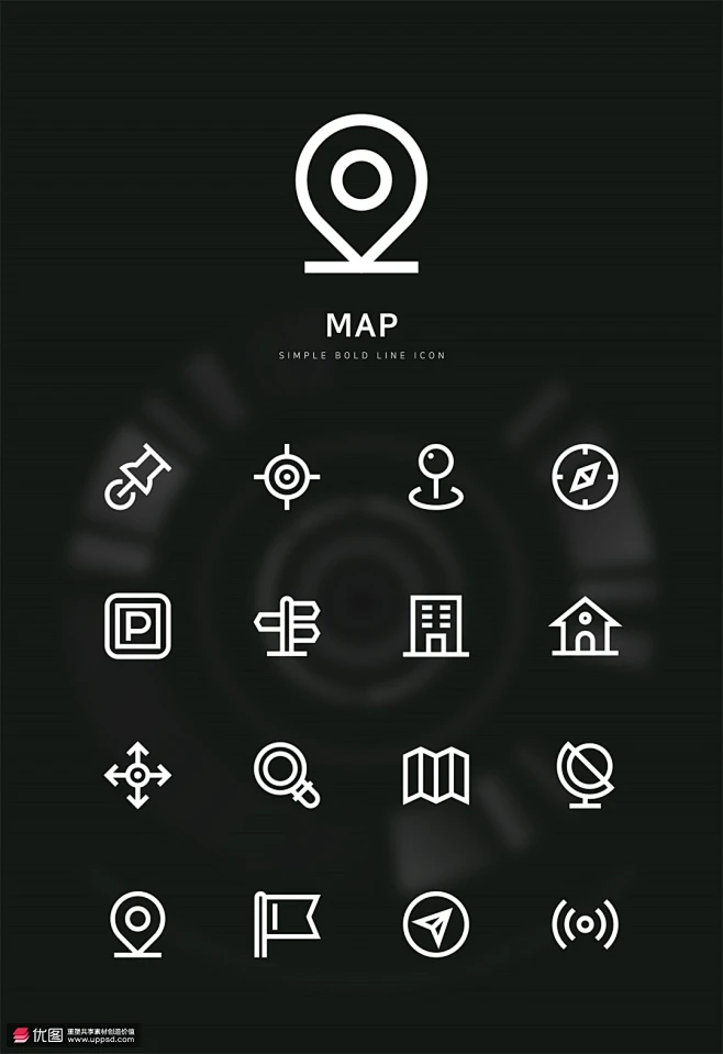 定位标志网络电子跟踪地标UI图标 icon图标 线性图标-花瓣网
