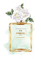 Chanel No5 print 8x10 White roses watercolor with by hellomrmoon: 