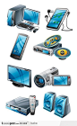 数码产品图标-台式电脑、全触屏手机、DV摄像机等