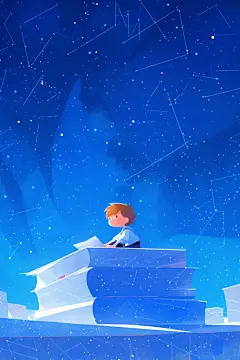 安静阅读插画绘制