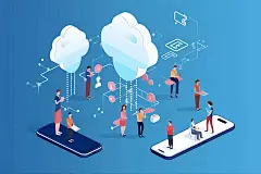 手机上的人云端消息2.5DAI插画