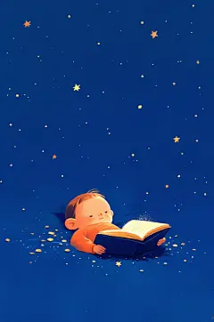 AI数字艺术儿童看书阅读学习插画-众图网