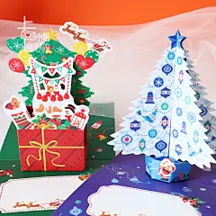 日本新奇烫金圣诞节立体贺卡创意礼袋造型闪粉心意礼物留言祝福卡-淘宝网