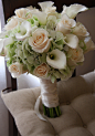 Green Hydrangea and Rose and Calla Lily Bridal Bouquet