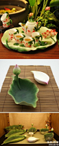 中式风格的莲花茶具。 (440×1088) #工艺# #摄影 #