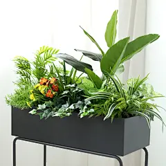 包邮仿真绿植花箱 假花假草隔断花槽售楼部餐厅装饰花草花卉套装-tmall.com天猫