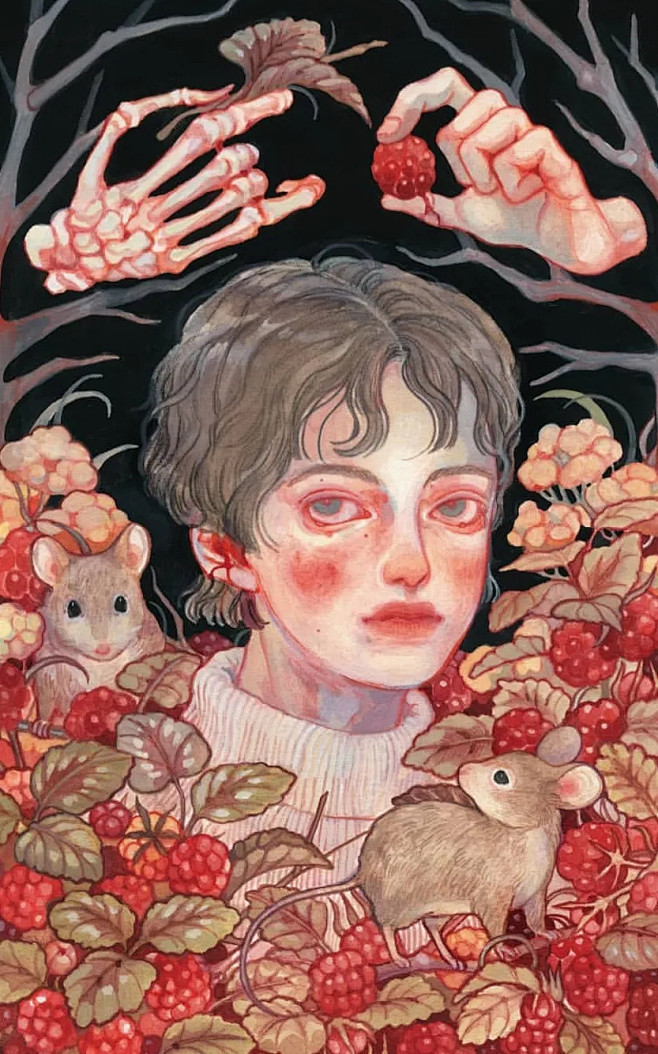 今日画作sanho一只红色蝾螈x0a如此冰冷x0a也如此轻易能抓住