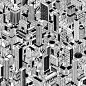 卡通黑白城市建筑设计矢量素材 - 素材中国16素材网