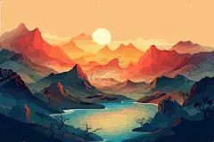 国风山水烫金 【酷图网】国风山水烫金,中国风,山水背景,国潮烫金,山脉风景,装饰插画,ai素材
