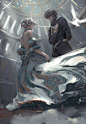 General 1024x1472 WLOP marriage fantasy art dress Ghostblade women men fantasy girl artwork