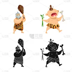 分离着色,史前时代,符号,人造物,人,男人,男孩,远古的,发展,赤脚