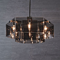 Geo Glass Chandelier - Round (Polished Nickel/Smoke Luster)