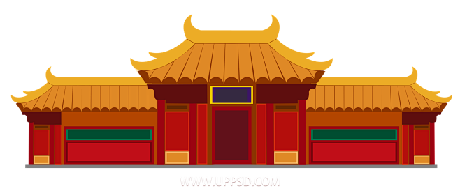 国潮建筑插画PNG