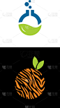 laboratory tube and leaf logo designs