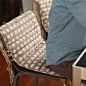 竹节棉车缝横条坐垫式收纳椅套