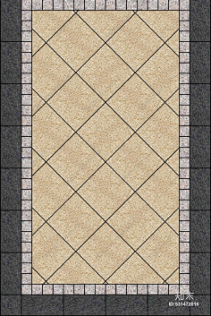 黄金麻(黄锈石)花岗岩景观园林2米园路拼花铺装贴图下载_【知末网贴图