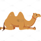 风光系列棕色系插画卡通骆驼通用元素素材