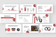 优雅创意项目营销头脑风暴玻璃样式信息图表商业提案ppt模板演示文稿素材