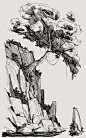 Daily Sketch - Sea Rocks by George Brad Ink Pen Art, Ink Pen Drawings, Art Drawings Sketches, Abstract Sketches, Abstract Paintings, Landscape Pencil Drawings, Landscape Sketch, Landscape Drawing Tutorial, Ink Illustrations