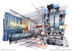 室内手绘设计作品|室内设计|空间/建筑|庐山艺术特训营