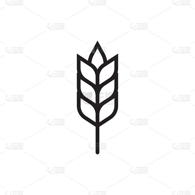 小麦或大麦轮廓图标。粮食的象征。矢量插图。