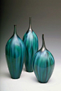 Teal Striped Bottle - 11 x 5 inches: 