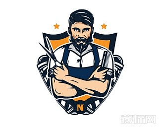 Naeeman理发师logo设计欣赏-花瓣网
