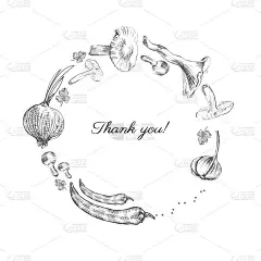 手绘蔬菜素描，矢量插图蘑菇，橄榄，辣椒，洋葱孤立上白，理想使用在有机食品行业，健康绿色食品市场，素食