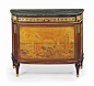 A FRENCH ORMOLU-MOUNTED ROSEWOOD, AMARANTH, CITRONNIER AND SYCAMORE DEMI-LUNE COMMODE -  LATE 19TH CENTURY