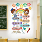 小学教室墙面装饰布置班级文化建设墙贴画卡通儿童学习小目标贴纸