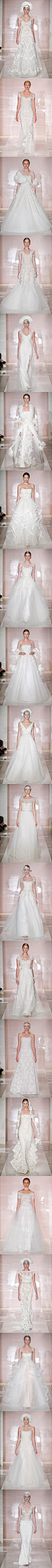 #婚纱礼服#Reem Acra2014年秋冬系列婚纱用羽毛的轻盈之美，为各位新娘带来了纯白色的世界。 更多: http://www.lovewith.me/share/detail/all/29548