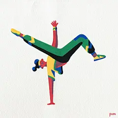 吉塞尔版画！运动中的人物角色插画