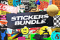 复古做旧酸性潮流贴纸标签品牌提案场景样机模板 Sticker Mockup Bundle Logo Branding :  