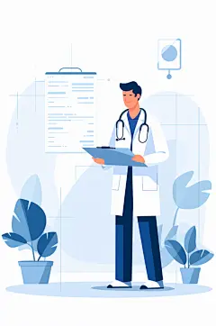 AI数字艺术扁平化医疗医生会议人物插画