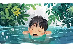 公益插画夏季防溺水
