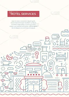 酒店服务专线设计宣传册海报模板A4