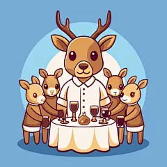 卡通人物梅花鹿娃娃插画