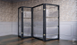 Screen 001 - Frampton Co : Black cerused oak screen with antique brass frame and hand blown glass panels.