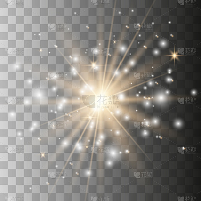 发光的恒星爆炸。闪闪发光。矢量图
